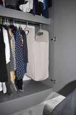 Load image into Gallery viewer, The Fine Living Co. Hanging Laundry Hamper Bag for Closet Heavy Duty Hanging Closet hamper Closet Laundry Basket with 2 Strong Metal Hangers Space Saving Closet Hamper Organizer (Beige)