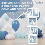 Load image into Gallery viewer, Baby Shower Boxes with Letters 44 Pcs White Boxes with White Dusty Blue Light Blue and Confetti Balloons Gender Reveal & Party Decoration Set by