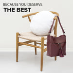 Load image into Gallery viewer, Wine Red Bucket Tote Large Genuine Leather Shoulder Bag for Women with Velvet Lining Dust Bag