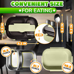 Load image into Gallery viewer, Stainless Steel Lunch Box for Hot Food – (48.5 oz) Stainless Steel Bento Box Adult with Phone Stand Spoon & Chopstickss – 2 Compartment Hot Food Lunch Container with Durable Plastic & Soft Rubber Lid