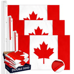 Load image into Gallery viewer, G128 3 Pack: Canada Canadian Flag  6x10 Ft  Double ToughWeave Series Double Sided Embroidered 210D Polyester  Country Flag, Embroidered Design, Indoor/Outdoor, Brass Grommets, Heavy Duty, 3ply
