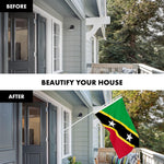 Load image into Gallery viewer, G128 Combo Pack: 6 Ft Tangle Free Aluminum Spinning Flagpole (White) &amp; Saint Kitts and Nevis Flag 3x5 Ft, LiteWeave Pro Series Printed 150D Polyester  Pole with Flag Included
