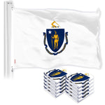 Load image into Gallery viewer, G128 10 Pack: Massachusetts MA State Flag  3x5 Ft  LiteWeave Pro Series Printed 150D Polyester  Indoor/Outdoor, Vibrant Colors, Brass Grommets, Thicker and More Durable Than 100D 75D Polyester