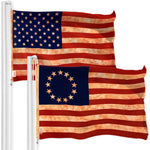 Load image into Gallery viewer, G128 Combo Pack: American USA TeaStained Flag 3x5 Ft &amp; Betsy Ross TeaStained Flag 3x5 Ft  Both LiteWeave Pro Series Printed 300D Polyester, Brass Grommets