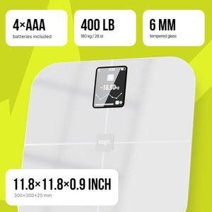 25 Metrics  White Digital Bathroom Smart Scale with BMI Body Fat Muscle Mass