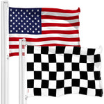 Load image into Gallery viewer, G128 Combo Pack: American USA Flag 3x5 Ft &amp; Checkered Flag 3x5 Ft, Both Printed 150D Polyester, Indoor/Outdoor, Brass Grommets