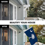 Load image into Gallery viewer, G128 Combo Pack: 6 Feet Tangle Free Spinning Flagpole (Silver) South Carolina SC State Flag 3x5 ft Printed 150D Brass Grommets (Flag Included) Aluminum Flag Pole