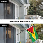 Load image into Gallery viewer, G128 Combo Pack: 6 Ft Tangle Free Aluminum Spinning Flagpole (Black) &amp; Guyana Guyanese Flag 3x5 Ft, LiteWeave Pro Series Printed 150D Polyester  Pole with Flag Included