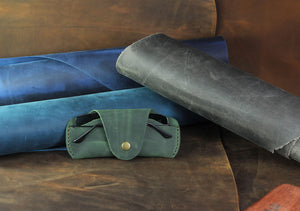 Soft Leather Glasses Case Slim Eyeglass Sleeve Case Sunglass Case for Men and Women Retro Design Eyewear Case