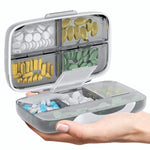 Load image into Gallery viewer, Travel Pill Organizer Airtight Medicine Case for Traveling Grey Plastic Holder
