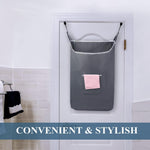 Load image into Gallery viewer, The Fine Living Co. X Large Hanging Laundry Hamper with Over Door Hooks &amp; Adhesive Durable Space Saving Laundry Bag with Zipper and Wide Open TopHanging Dorm Laundry Hamper 20 x3.75 x31  (Grey XL)

