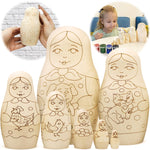 Load image into Gallery viewer, Blank Russian Nesting Dolls to Paint Set 7 pcs Wooden Crafts to Paint Your Own
