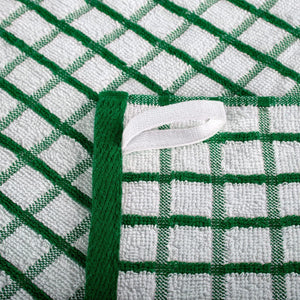 Premium Dish Towels for Kitchen with Hanging Loop [8 Pack] Heavy Duty Absorbent 100% Cotton 410 GSM Terry Kitchen Towels 16x26 (Green)