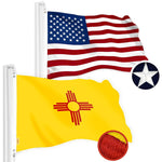 Load image into Gallery viewer, G128 Combo Pack: American USA Flag 2.5x4 Ft &amp; New Mexico Flag 2.5x4 Ft, Both Embroidered SPUN Polyester, Indoor/Outdoor, Brass Grommets
