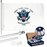 Load image into Gallery viewer, G128  6 Feet Tangle Free Spinning Flagpole (Silver) US Coast Guard Double Sided Brass Grommets Embroidered 3x5 ft (Flag Included) Aluminum Flag Pole