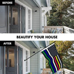 Load image into Gallery viewer, G128 Combo Pack: 6 Ft Tangle Free Spinning Flagpole (Black) &amp; Thin Line Civil Services Flag 3x5 Ft Printed 150D Polyester, Brass Grommets (Flag Included) Aluminum Flag Pole