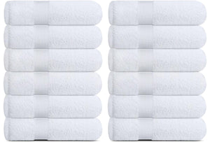 Soft Washcloth Face Body Towel Set 12x12 in Plush Absorbent Cotton 12 Pack White