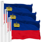 Load image into Gallery viewer, G128 3 Pack: Liechtenstein Liechtensteiner Flag  3x5 Ft  LiteWeave Pro Series Printed 150D Poly  Country Flag, Indoor/Outdoor, Vibrant Colors, Brass Grommets, Thicker and More Durable Than 100D 75D