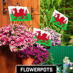 Load image into Gallery viewer, G128 12 Pack Handheld Wales Welsh Stick Flags  12x18 In  Printed 150D Polyester, Country Flag, Solid Wooden Stick, Spear Gold Tip