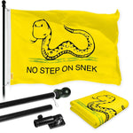 Load image into Gallery viewer, G128 Combo Pack: 6 Ft Tangle Free Spinning Flagpole (Black) &amp; No Step on Snek Cute Cartoon Flag 3x5 Ft Printed 150D Polyester, Brass Grommets (Flag Included) Aluminum Flag Pole