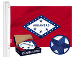 Load image into Gallery viewer, G128 Arkansas State Flag  3x5 Ft  Double ToughWeave Series Double Sided Embroidered 210D Polyester  Embroidered Design, Indoor/Outdoor, Brass Grommets, Heavy Duty, 2ply