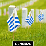 Load image into Gallery viewer, G128 24 Pack Handheld Uruguay Uruguayan Stick Flags  12x18 In  Printed 150D Polyester, Country Flag, Solid Wooden Stick, Spear Gold Tip