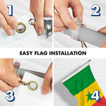Load image into Gallery viewer, G128 Combo Pack: 6 Feet Tangle Free Spinning Flagpole (Silver) Senegal Senegalese Flag 3x5 ft Printed 150D Brass Grommets (Flag Included) Aluminum Flag Pole