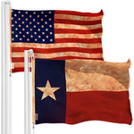 Load image into Gallery viewer, G128 Combo Pack: American USA TeaStained Flag 3x5 Ft &amp; Texas TeaStained Flag 3x5 Ft  Both LiteWeave Pro Series Printed 300D Polyester, Brass Grommets