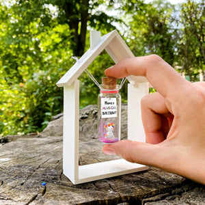 Unique Birthday Gifts for Him and Her Cute and Funny Bday Presents for Men and Women Gift for Mom Dad Family (Rainbow Unicorn Have a Magical Birthday Message Bottle in Wooden Frame)