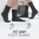 Load image into Gallery viewer, Mens Diabetic Socks 9 to 12 Shoe Size Wide Loose Top 4 Pairs Thin Cotton Diabetic Socks Black Crew