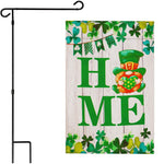 Load image into Gallery viewer, G128 Combo Pack: Garden Flag Stand Black 36 in x 16 in &amp; Garden Flag Home St. Patrick's Day Decoration Gnome with Green Heart 12x18 DoubleSided Blockout Fabric