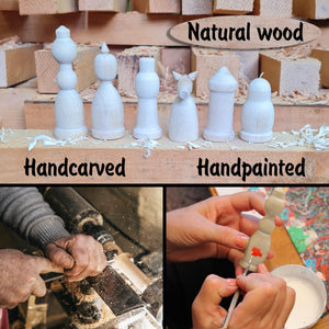 10 pcs Unfinished Wood Chess Pieces King Paint Your Own DIY Chess Keychain