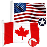 Load image into Gallery viewer, G128 Combo Pack: American USA Flag 5x8 Ft &amp; Canada Canadian Flag 5x8 Ft  Both ToughWeave Series Embroidered 300D Polyester, Embroidered Design, Indoor/Outdoor, Brass Grommets