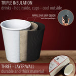 Load image into Gallery viewer, Insulated Disposable Coffee Cups with Lids &amp; Straws 12 oz 100 Packs Black Cups