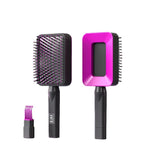 Load image into Gallery viewer, 3D Self Cleaning Deluxe Rectangular Brush Self Cleaning Hair Brush for Women
