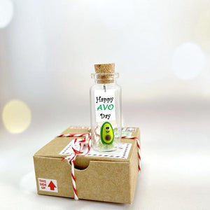 Tiny Magical Message in a Bottle Gift Idea Classy Inspirational Gifts for Him and Her Unique Presents for Women and Men (Green Avocado Happy Avo Day in Craft Gift Box)