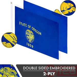 Oregon OR State Flag 3x5 Ft 5Pack Doublesided Embroidered Polyester By G128