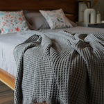Load image into Gallery viewer, The Fine Living Co. 100% Cotton Waffle Weave Throw Blanket Lightweight Soft and Breathable Throw Blanket for All Season  Skin Friendly Blanket for Couch Bed Sofa 50”x60” inches Mineral Gray
