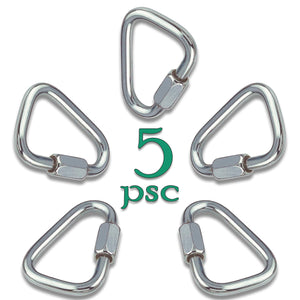 Set of 5 Carabiners for Ninja Slackline. Triangle Shaped Quick Links for Ninja Slackline. Large 5 16  (M8 80mm)
