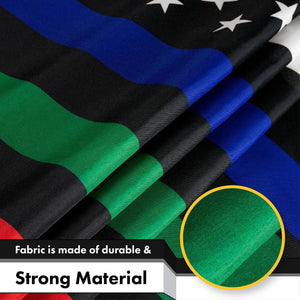 Thin Blue Green Red Line US Flag 3x5 Ft 2Pack Printed 150D Polyester By G128
