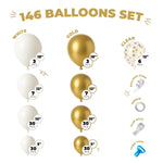 Load image into Gallery viewer, Balloon Garland Arch Kit 146 Pcs White Metallic Gold Confetti Balloons for Baby Shower Birthday Gender Reveal Wedding Party DIY Kit