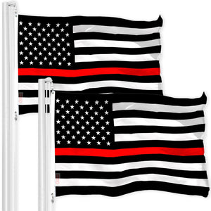 Thin Red Line Flag 3x5 Ft 2Pack Printed 150D Polyester By G128