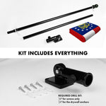 Load image into Gallery viewer, G128 Combo Pack: 5 Ft Tangle Free Spinning Flagpole (Black) &amp; Georgia Flag 2.5x4 Ft Embroidered 220GSM Spun Polyester, Brass Grommets (Flag Included) Aluminum Flag Pole
