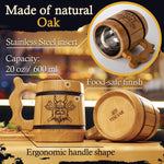 Load image into Gallery viewer, Viking Beer Mug Tankard Norse Cup for Men Stainless Steel Mug 20 oz Oak Wood
