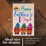 Load image into Gallery viewer, Garden Flag Happy Father's Day Three Gnome Fathers 12x18 Burlap Fabric