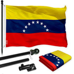 Load image into Gallery viewer, G128 Combo Pack: 6 Ft Tangle Free Spinning Flagpole (Black) &amp; Venezuela Flag 3x5 Ft Printed 150D Polyester, Brass Grommets (Flag Included) Aluminum Flag Pole