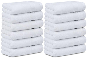 Soft Washcloth Face Body Towel Set 12x12 in Plush Absorbent Cotton 12 Pack White