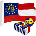 Load image into Gallery viewer, G128 10 Pack: Georgia GA State Flag  2x3 Ft  ToughWeave Series Embroidered 300D Polyester  Embroidered Design, Indoor/Outdoor, Brass Grommets