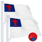 Load image into Gallery viewer, G128 2 Pack: Christian Flag  2.5x4 Ft  StormFlyer Series Embroidered 220GSM Spun Polyester  Religious Flag, Embroidered Design, Indoor/Outdoor, Brass Grommets, Heavy Duty, All Weather