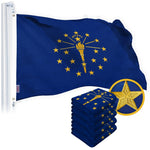 Load image into Gallery viewer, G128 5 Pack: Indiana IN State Flag  4x6 Ft  StormFlyer Series Embroidered 220GSM Spun Polyester  Embroidered Design, Indoor/Outdoor, Brass Grommets, Heavy Duty, All Weather